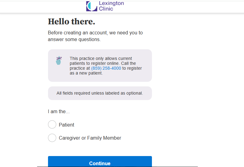 Create a Lexington Clinic Patient Portal Account